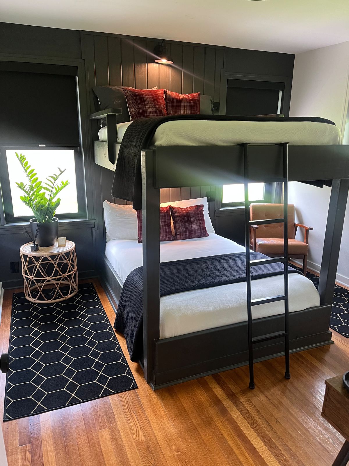 Custom loft bed in a renovated bedroom
