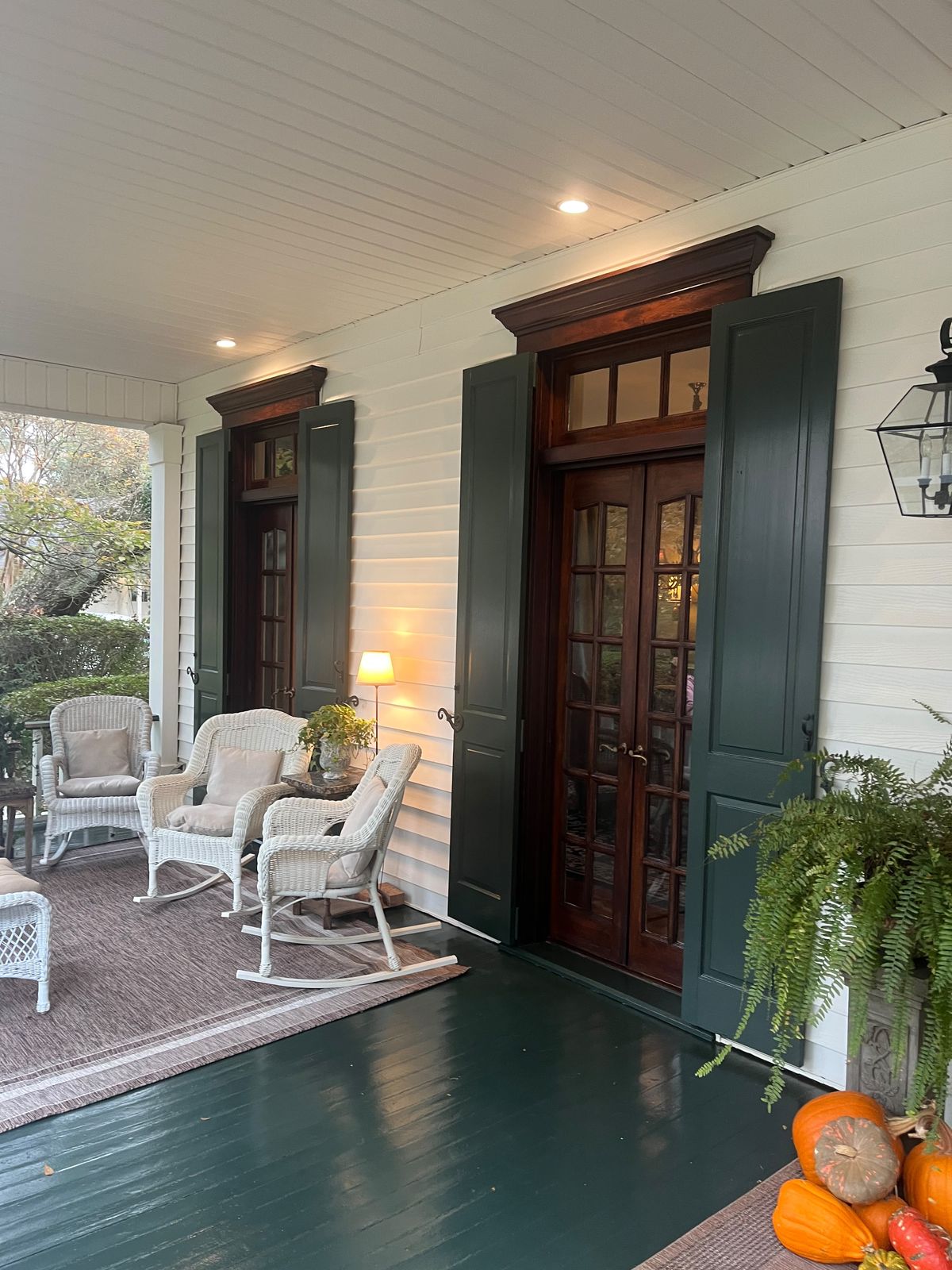 Front porch with mahogany doors