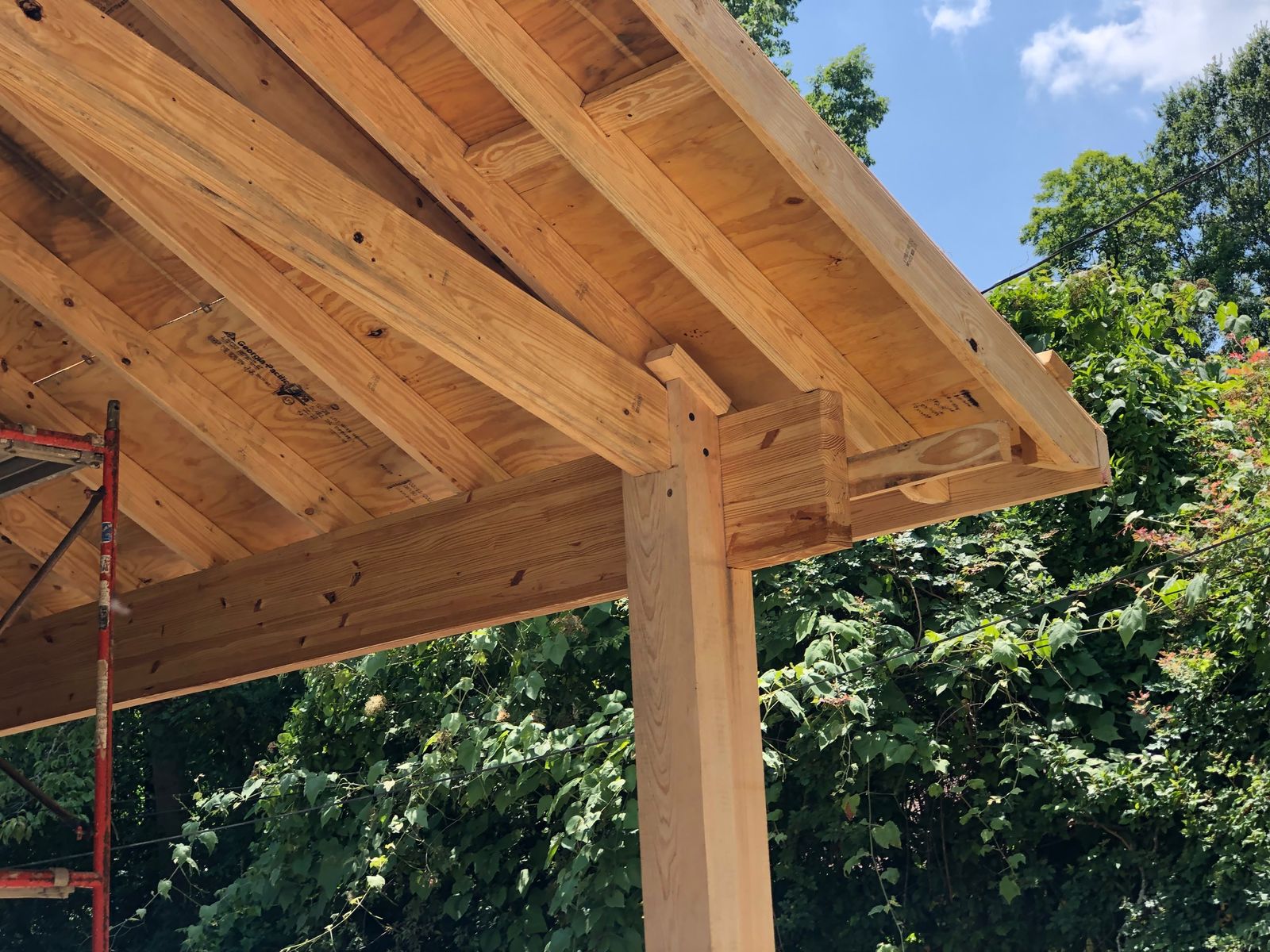 Timber-frame porch roof