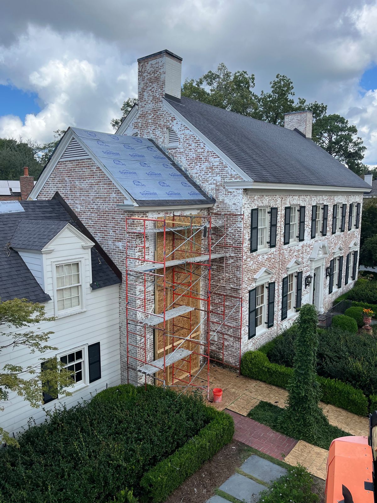 Chimney rebuild on a historic brick home
