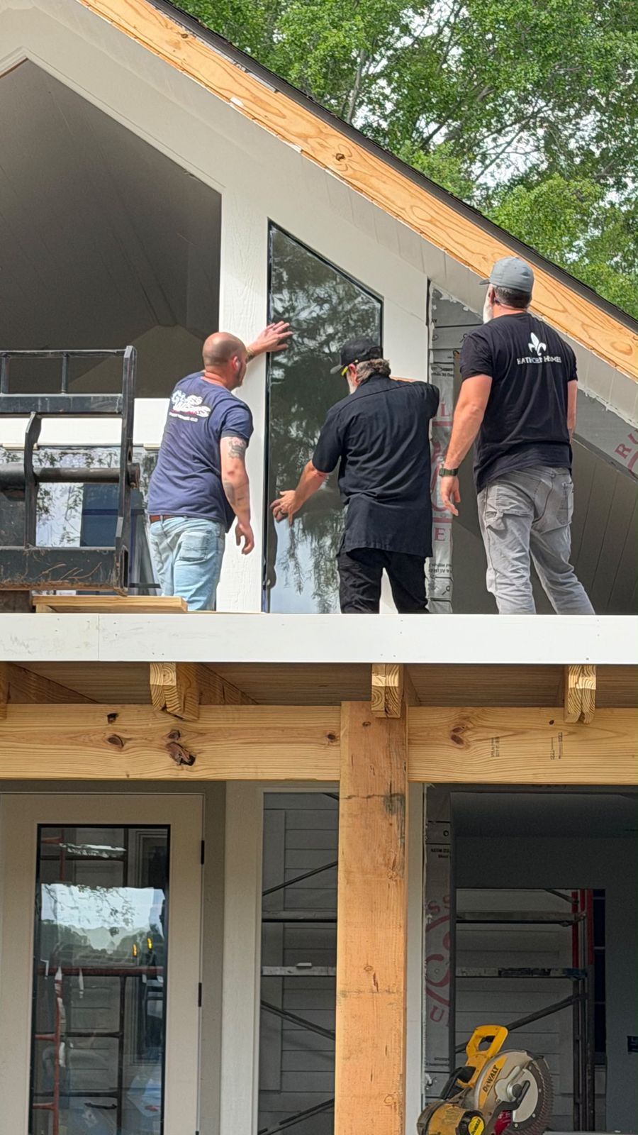 Setting glass in a gable window
